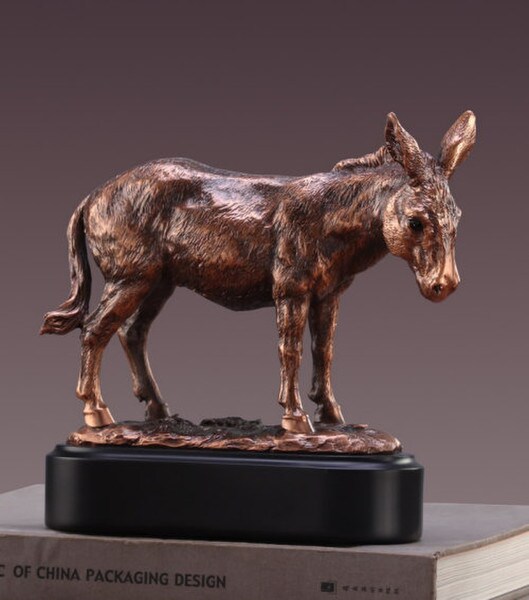 Donkey Figurine on Black Base Statue